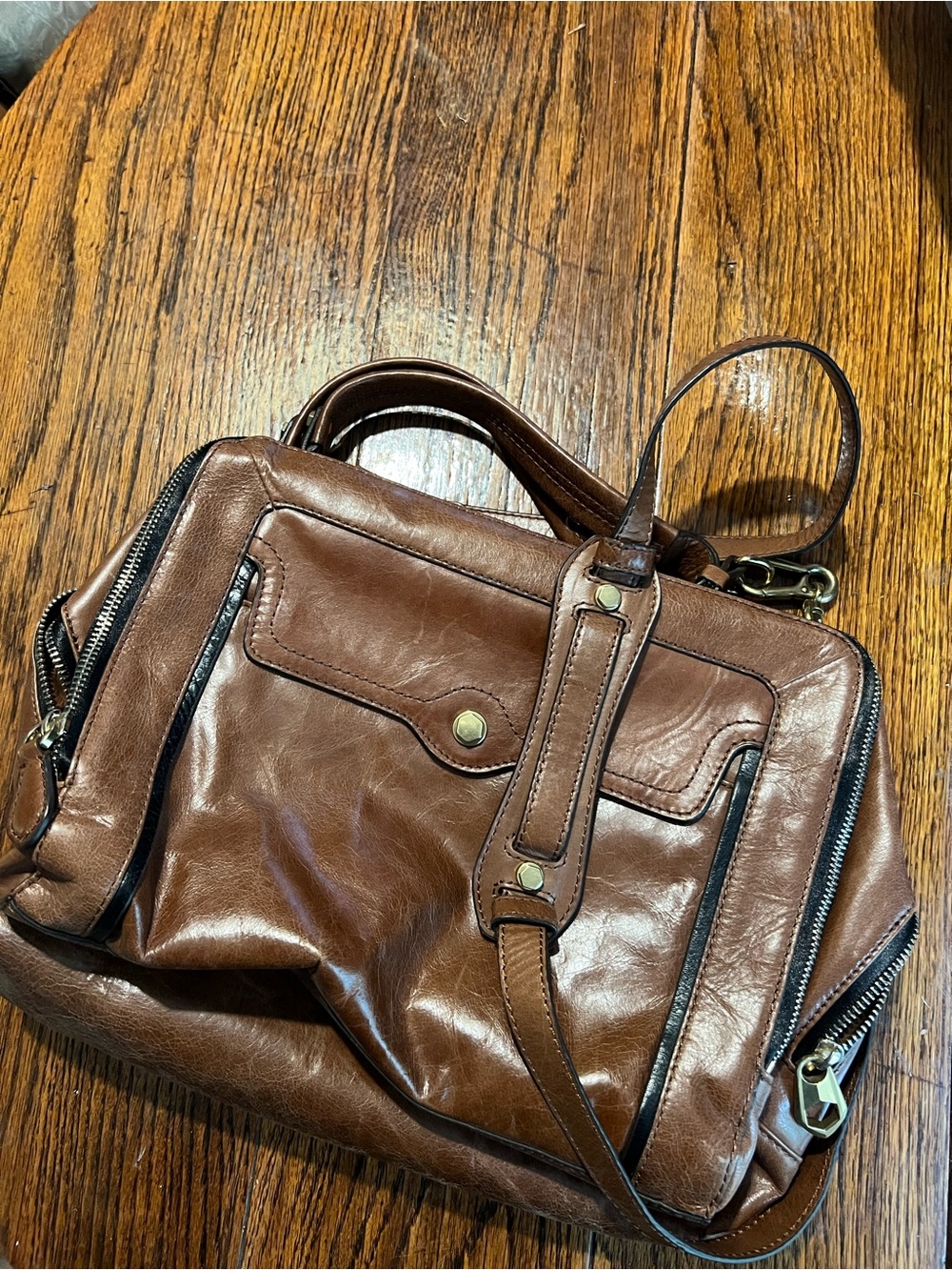 orYANY Brown Leather Doctor Bag Satchel Crossbody Cognac Handbag